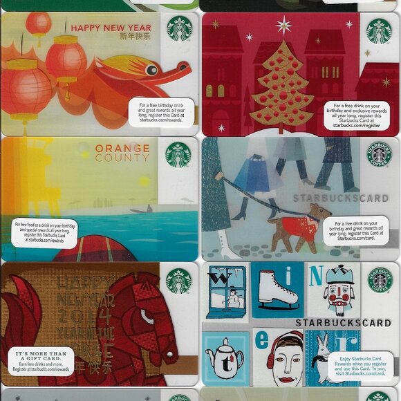 Lot of 36 Starbucks Cards 2008 to 2014 RED CARD Braille Dragon – Excellent - Picture 11 of 12